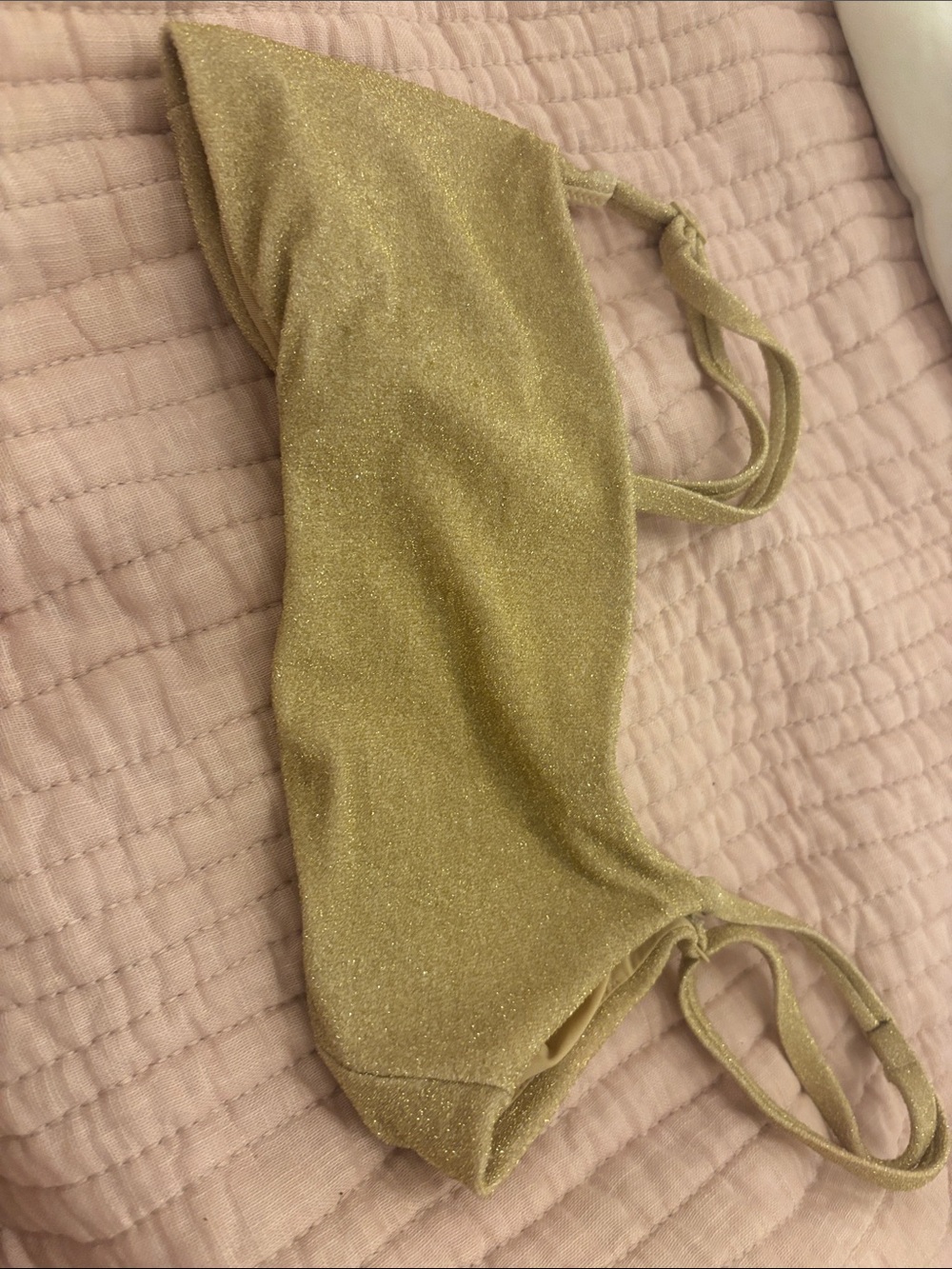 aerie Gold Shimmer One-Shoulder Bikini Top